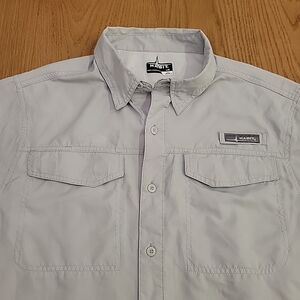 HABIT Men's Gray Fishing Sporting Shirt Large Breathable Back 40+ Solar Factor